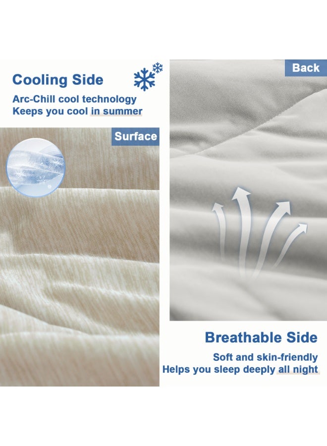 PHF بطانية تبريد PHF توأم للنوم الساخن، بطانية تبريد ناعمة من الجانبين لليالي الحارة تمتص حرارة الجسم، Q-Max>0.5 Arc-Chill خفيفة الوزن لراحة الصيف الباردة، 60"x80"، لمسة عاجية - Image 5